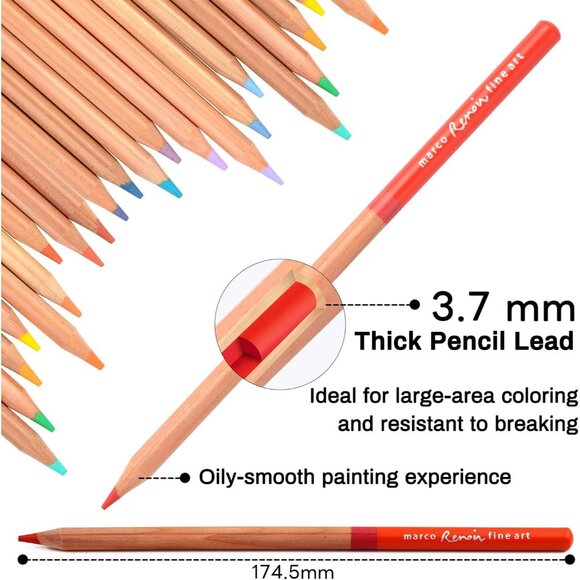 Oil-based Colored Pencils Set for Adult Professional Coloring 3.7mm Thick Core U - Picture 4 of 7